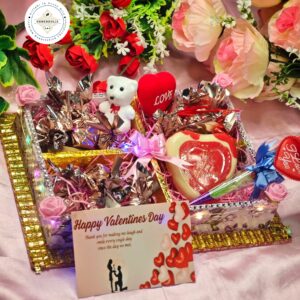 Valentine’s Day Special Premium Handmade Chocolate With Gifts Combo Tray